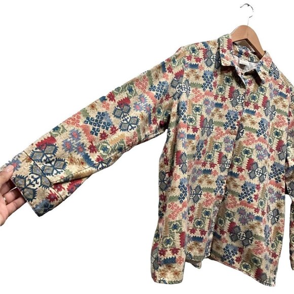 Manor House Mens Aztec Southwestern Collared Button Up Shirt Size M/L - Picture 4 of 11
